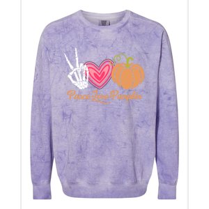 Halloween Peace Love Pumpkin Fall Gift Cute Gift Colorblast Crewneck Sweatshirt