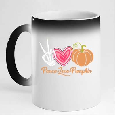 Halloween Peace Love Pumpkin Fall Gift Cute Gift 11oz Black Color Changing Mug