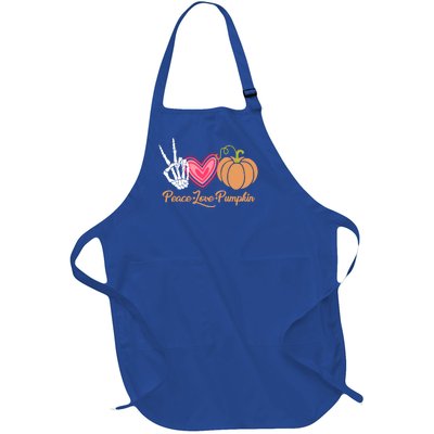 Halloween Peace Love Pumpkin Fall Gift Cute Gift Full-Length Apron With Pockets