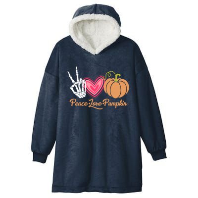 Halloween Peace Love Pumpkin Fall Gift Cute Gift Hooded Wearable Blanket