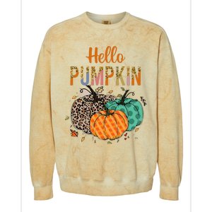 Hello Pumpkin Leopard Print For Fall Thanksgiving Colorblast Crewneck Sweatshirt