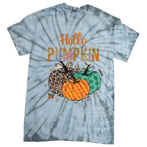 Hello Pumpkin Leopard Print For Fall Thanksgiving Tie-Dye T-Shirt