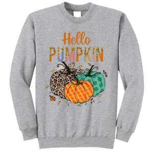 Hello Pumpkin Leopard Print For Fall Thanksgiving Tall Sweatshirt