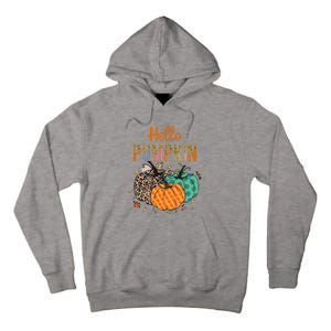 Hello Pumpkin Leopard Print For Fall Thanksgiving Tall Hoodie