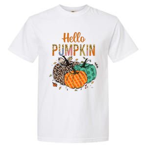 Hello Pumpkin Leopard Print For Fall Thanksgiving Garment-Dyed Heavyweight T-Shirt