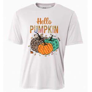 Hello Pumpkin Leopard Print For Fall Thanksgiving Cooling Performance Crew T-Shirt