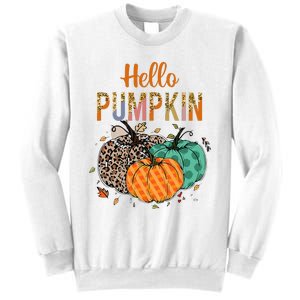 Hello Pumpkin Leopard Print For Fall Thanksgiving Sweatshirt