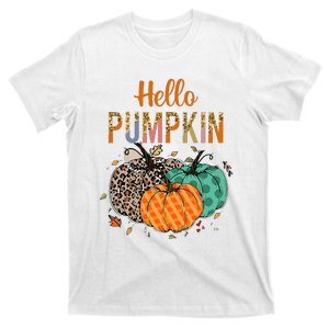 Hello Pumpkin Leopard Print For Fall Thanksgiving T-Shirt