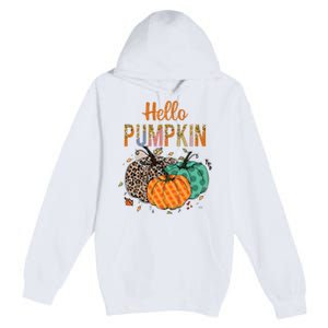 Hello Pumpkin Leopard Print For Fall Thanksgiving Premium Pullover Hoodie