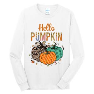 Hello Pumpkin Leopard Print For Fall Thanksgiving Tall Long Sleeve T-Shirt