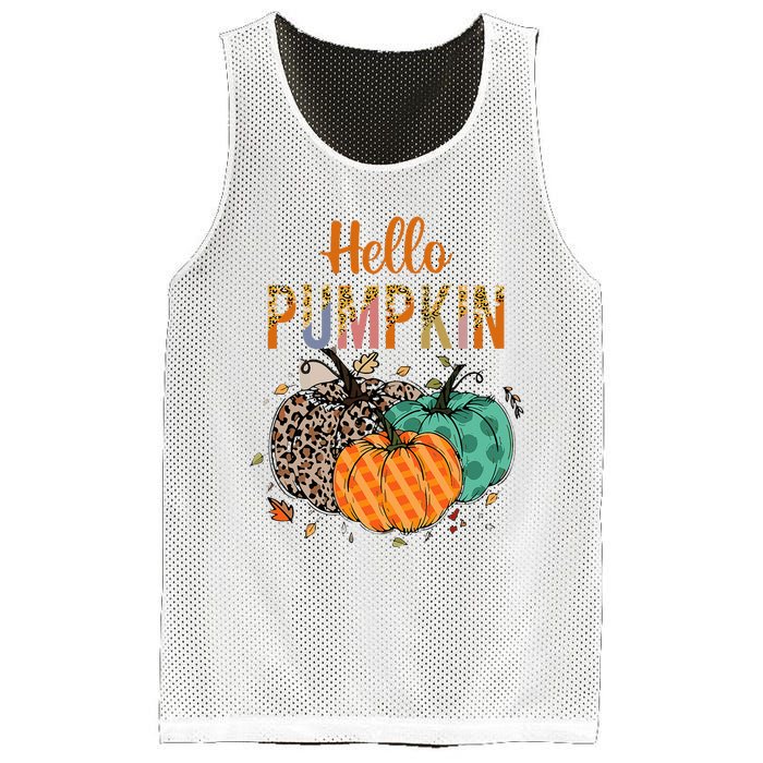 Hello Pumpkin Leopard Print For Fall Thanksgiving Mesh Reversible Basketball Jersey Tank