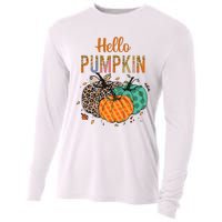 Hello Pumpkin Leopard Print For Fall Thanksgiving Cooling Performance Long Sleeve Crew