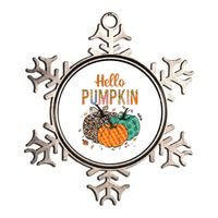 Hello Pumpkin Leopard Print For Fall Thanksgiving Metallic Star Ornament