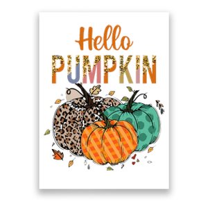 Hello Pumpkin Leopard Print For Fall Thanksgiving Poster