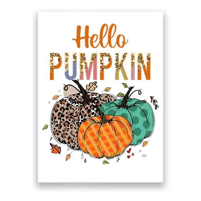 Hello Pumpkin Leopard Print For Fall Thanksgiving Poster