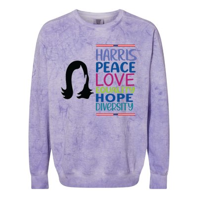 Harris Peace Love Equality Hope Diversity Colorblast Crewneck Sweatshirt