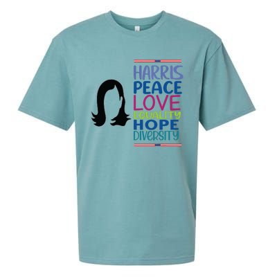 Harris Peace Love Equality Hope Diversity Sueded Cloud Jersey T-Shirt