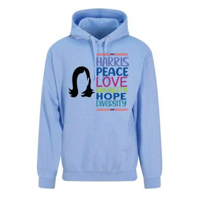 Harris Peace Love Equality Hope Diversity Unisex Surf Hoodie