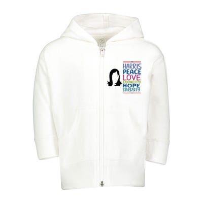 Harris Peace Love Equality Hope Diversity Toddler Zip Fleece Hoodie