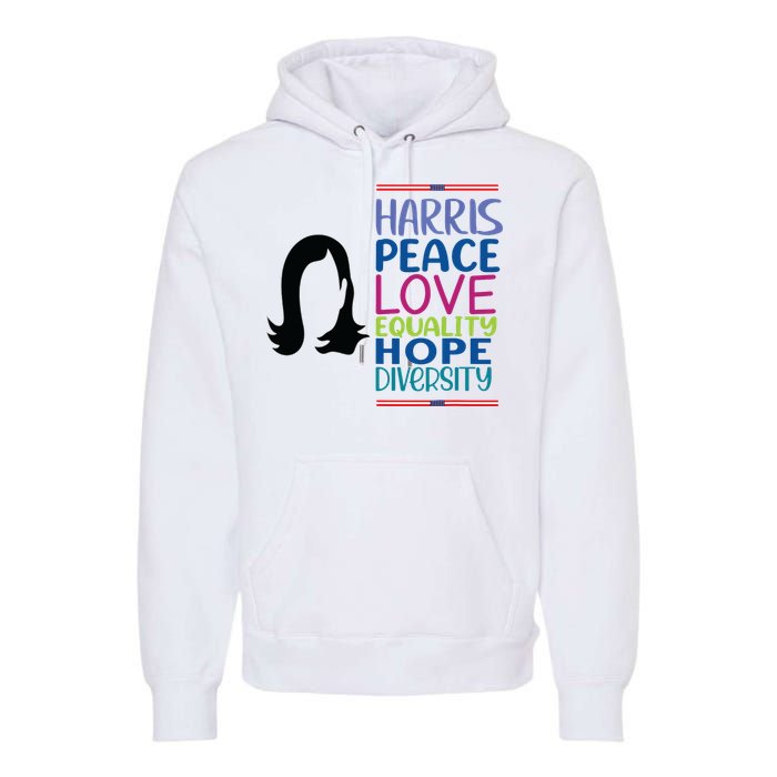 Harris Peace Love Equality Hope Diversity Premium Hoodie