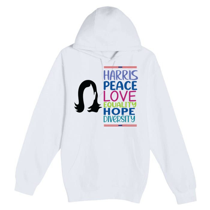 Harris Peace Love Equality Hope Diversity Premium Pullover Hoodie