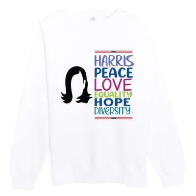 Harris Peace Love Equality Hope Diversity Premium Crewneck Sweatshirt