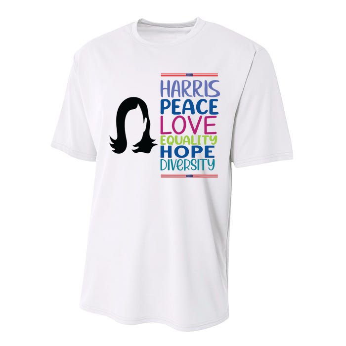 Harris Peace Love Equality Hope Diversity Performance Sprint T-Shirt