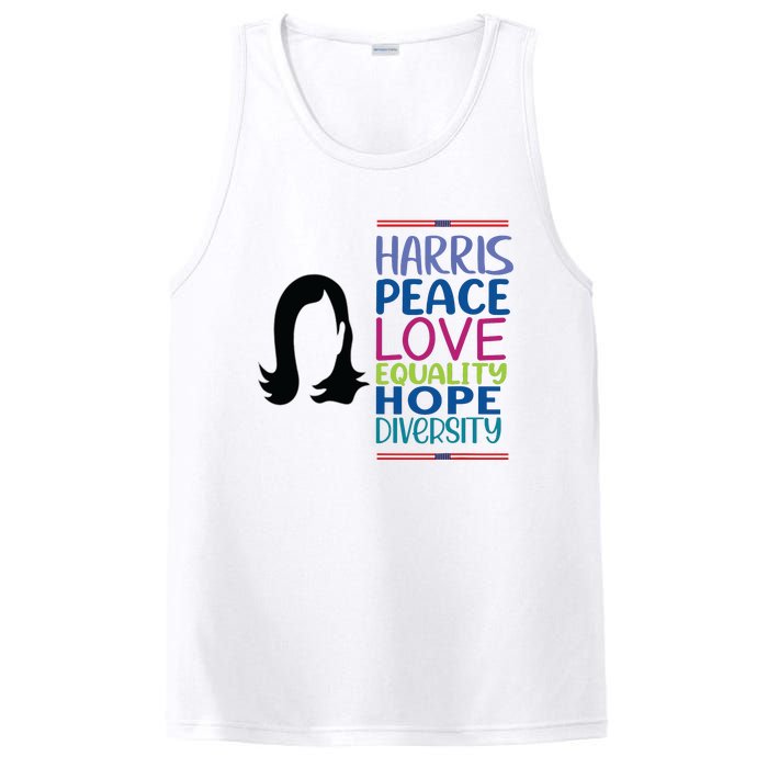 Harris Peace Love Equality Hope Diversity PosiCharge Competitor Tank