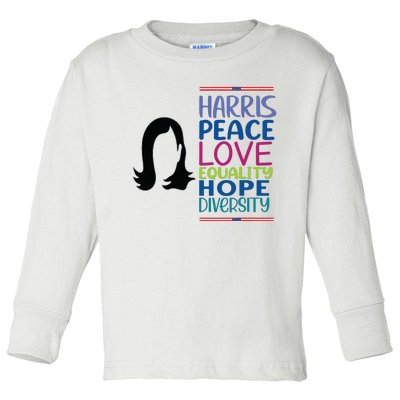 Harris Peace Love Equality Hope Diversity Toddler Long Sleeve Shirt