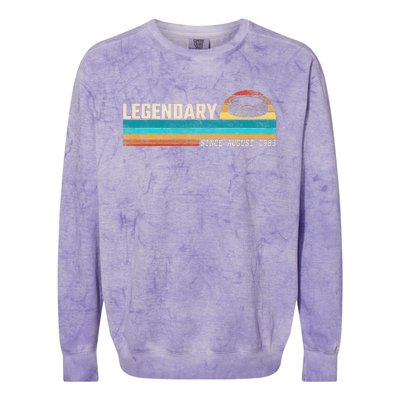 Hockey Player Legend Since August 1983 Birthday Colorblast Crewneck Sweatshirt