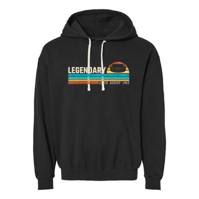 Hockey Player Legend Since August 1983 Birthday Garment-Dyed Fleece Hoodie