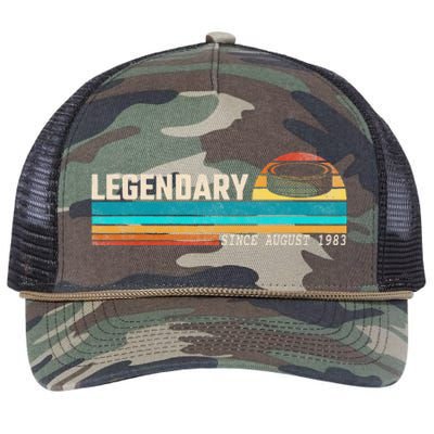 Hockey Player Legend Since August 1983 Birthday Retro Rope Trucker Hat Cap