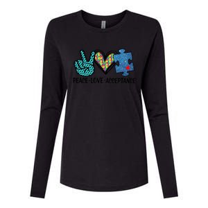 Heart Peace Love Acceptance Autism Tal Health Awareness Funny Gift Womens Cotton Relaxed Long Sleeve T-Shirt