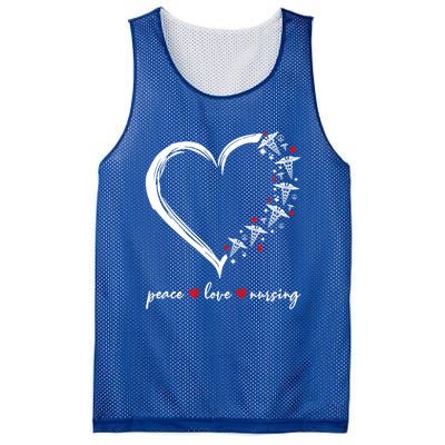 Heart Peace Love Nursing Funny Nurse Cool Gift Mesh Reversible Basketball Jersey Tank