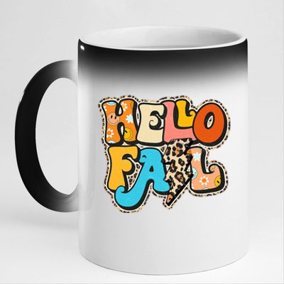 Hello Pumpkin Leopard Autumn Season Fall Vibes 11oz Black Color Changing Mug