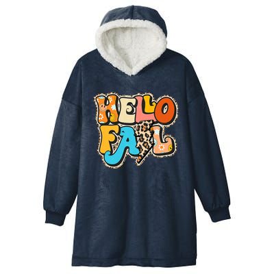 Hello Pumpkin Leopard Autumn Season Fall Vibes Hooded Wearable Blanket