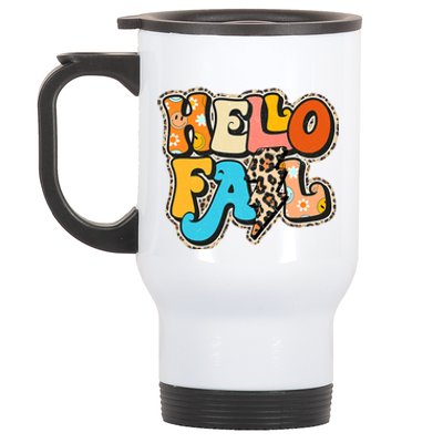 Hello Pumpkin Leopard Autumn Season Fall Vibes Stainless Steel Travel Mug