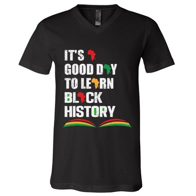 Honoring Past Learn Black History Inspiring Educated Leaders V-Neck T-Shirt