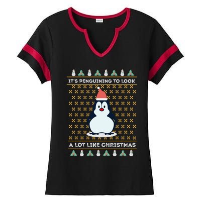 His Penguining Like Christmas Fun Penguin Christmas Gift Ladies Halftime Notch Neck Tee