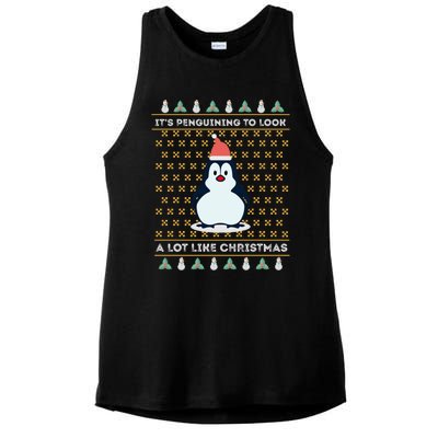 His Penguining Like Christmas Fun Penguin Christmas Gift Ladies PosiCharge Tri-Blend Wicking Tank