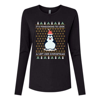 His Penguining Like Christmas Fun Penguin Christmas Gift Womens Cotton Relaxed Long Sleeve T-Shirt