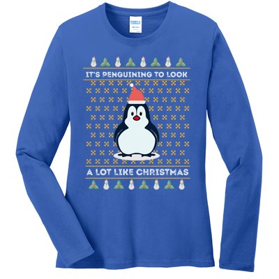 His Penguining Like Christmas Fun Penguin Christmas Gift Ladies Long Sleeve Shirt