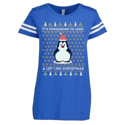 His Penguining Like Christmas Fun Penguin Christmas Gift Enza Ladies Jersey Football T-Shirt