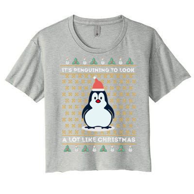 His Penguining Like Christmas Fun Penguin Christmas Gift Women's Crop Top Tee