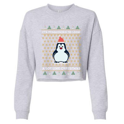 His Penguining Like Christmas Fun Penguin Christmas Gift Cropped Pullover Crew