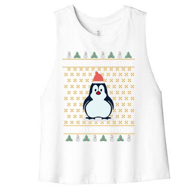 His Penguining Like Christmas Fun Penguin Christmas Gift Women's Racerback Cropped Tank