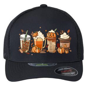 Halloween Pumpkin Latte Cup Fall Coffee Pumpkin Spice Cool Gift Flexfit Unipanel Trucker Cap