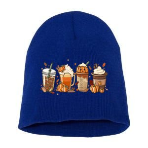 Halloween Pumpkin Latte Cup Fall Coffee Pumpkin Spice Cool Gift Short Acrylic Beanie