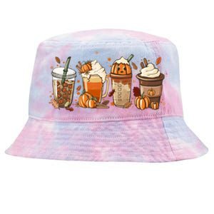 Halloween Pumpkin Latte Cup Fall Coffee Pumpkin Spice Cool Gift Tie-Dyed Bucket Hat