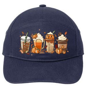 Halloween Pumpkin Latte Cup Fall Coffee Pumpkin Spice Cool Gift 7-Panel Snapback Hat